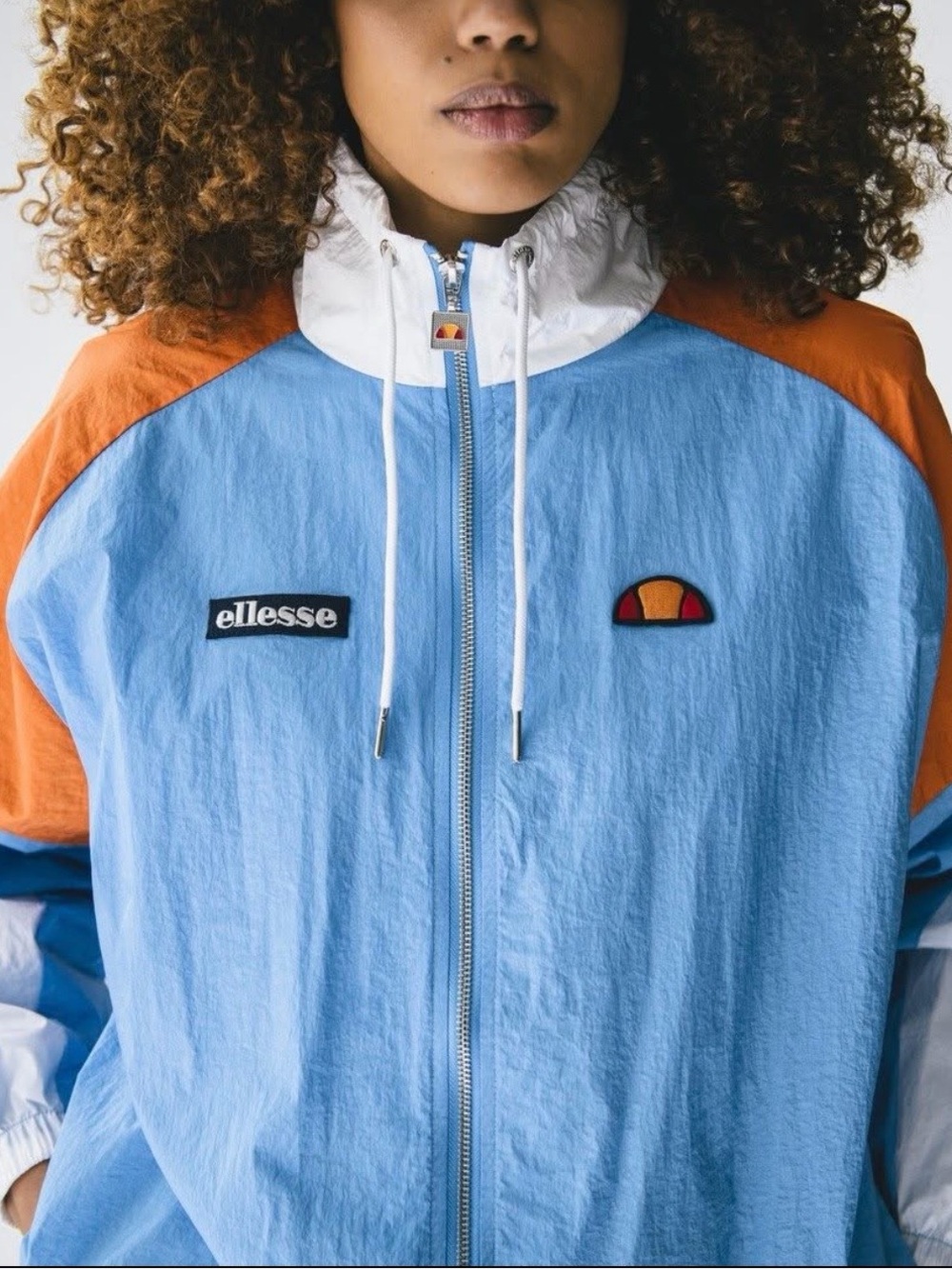 Ellesse Blue Jacket with Multicolor Logo Stripe